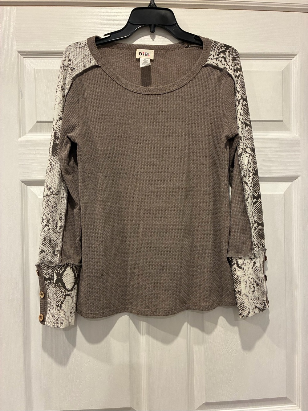 BiBi Snake and waffle knit long-sleeve top